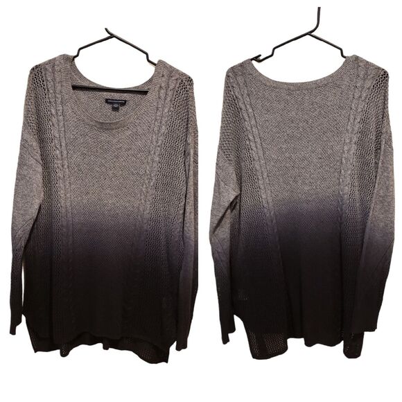 American Eagle Lace Up Ombre Wool Blend Soft Fall Sweater Size Medium - Picture 1 of 11